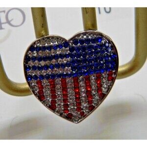 Patriotic Red White blue Flag Ring July 4th 250 Nickel Free Sz 10 NWT